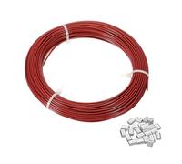 PATIKIL 5/64" Wire Rope, 49 ft 304 Stainless Steel Wire Cable Red Vinyl Coated with 24pcs Crimping Sleeves for Hanging Lights Clotheslines Trellis, Red