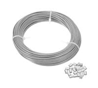 PATIKIL 5/64" Wire Rope, 49 ft 304 Stainless Steel Wire Cable Transparent Vinyl Coated with 24pcs Crimping Sleeves for Hanging Lights Clotheslines Trellis, Transparent