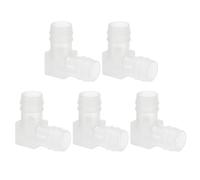 PATIKIL 5/8" Plastic Hose Barb 90 Degree Elbow, 5 Pack L-Barb Fittings 2 Way Equal Barbed Joint Connector Splicer Mender Hose Adapter Union Adapter for Aquarium Fuel Gas Liquid Air