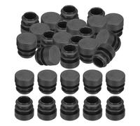 PATIKIL 5/8" Plastic Tubing End Caps, 40Pcs Round Hole Plug Insert for Round Iron Pipe Chair Leg Table Bookshelves Furniture, Black