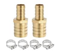 PATIKIL 5/8" to 1" Brass Hose Barb Reducer, 2Pcs Barbed Hose Fittings with 4 Stainless Steel Clamps Reducing Splicer Mender Union Adapter for Air Water Fuel