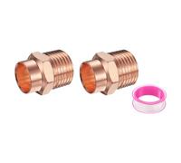 PATIKIL 5/8" x 1/2" NPT Male Adapter Fitting, 2Pcs with C x m Connection Copper Pipe Adapter Fittings Threaded Tubing Connectors for HVAC Residential Commercial