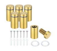 PATIKIL 5/8" x 1.2" Standoff Screws, 6Pcs Stainless Steel Wall Mount Sign Screw Stand Off Mounting Hardware Advertising Nail for Hanging Acrylic Picture Frame, Gold