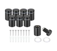 PATIKIL 5/8" x 1" Standoff Screws, 8Pcs Stainless Steel Wall Mount Sign Screw Stand Off Mounting Hardware Advertising Nail for Hanging Acrylic Picture Frame, Black