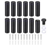 PATIKIL 5/8 x 2 Inch Sign Standoff Screws, 12 Set Stainless Steel Wall Standoff Mounting Hardware Advertising Glass Nail for Hanging Acrylic Picture Frame Acrylic Panel, Black