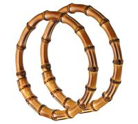 PATIKIL 5.9 Inch Bamboo Purse Handles, 2 Pcs Round Replacement Handmade Rings for Tote Bag Purse Making Decorations, Brown