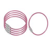 PATIKIL 5.9 Inch Length Wire Keychain Cable, 5 Pack Stainless Steel Key Ring Loop, Pink