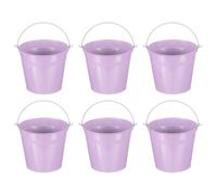 PATIKIL 5.9"x5.1" Small Metal Buckets with Handle, 6 Pcs Mini Galvanized Bucket Colorful Easter Buckets for Crafts Party Favors Decoration, Light Purple