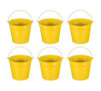 PATIKIL 5.9"x5.1" Small Metal Buckets with Handle, 6 Pcs Mini Galvanized Bucket Colorful Easter Buckets for Crafts Party Favors Decoration, Yellow