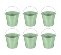 PATIKIL 5.9"x5.1" Small Metal Buckets with Handle, 6 Pcs Mini Galvanized Bucket Colorful Easter Buckets for Crafts Party Favors Decoration, Light Green