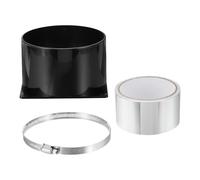 PATIKIL 5" Duct Connector Flange Set,1 Pcs ABS Dryer Vent Wall Plate Square to Round Straight Ducting Pipe with Hose Clamp Tape for Air Heating Cooling HVAC Ventilation, Black