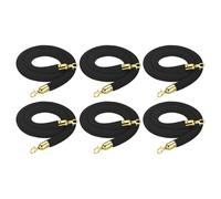 PATIKIL 5 Feet Black Velvet Stanchion Rope, 6 Pack Crowd Control Barrier Rope with Snap Hooks for Posts Stands Queue Divider of Hotel Theater, Golden
