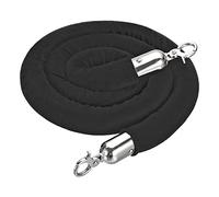 PATIKIL 5 Feet Black Velvet Stanchion Rope, Crowd Control Barrier Rope with Snap Hooks for Posts Stand Queue Divider of Hotel Theater, Silver