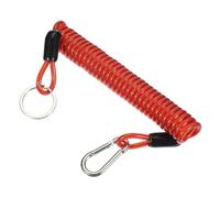 PATIKIL 5 ft Breakaway Trailer Cable, Trailer Brake Away Cable Safety Cable Straps Stainless Steel Spring Towing Coiled Wire with Clip for RV Trailer Emergency Breakaway Switch, Red