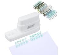 PATIKIL 5 Hole Paper Puncher, Hole Punch Binding Machine Spiral Coil Binder with 20Pcs 5 Ring Loose Leaf Binder Spines 5 Sheets Capacity for DIY Planner Scrapbook Office, White