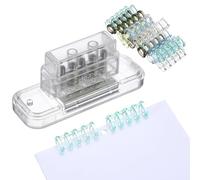 PATIKIL 5 Hole Paper Puncher, Hole Punch Binding Machine Spiral Coil Binder with 20Pcs 5 Ring Loose Leaf Binder Spines 5 Sheets Capacity for DIY Planner Scrapbook Office, Transparent White