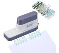 PATIKIL 5 Hole Paper Puncher, Hole Punch Binding Machine Spiral Coil Binder with 20Pcs 5 Ring Loose Leaf Binder Spines 5 Sheets Capacity for DIY Planner Scrapbook Office, Dark Gray