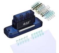 PATIKIL 5 Hole Paper Puncher, Hole Punch Binding Machine Spiral Coil Binder with 20Pcs 5 Ring Loose Leaf Binder Spines 5 Sheets Capacity for DIY Planner Scrapbook Office, Retro Blue