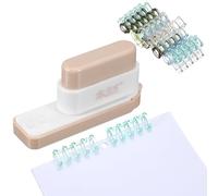 PATIKIL 5 Hole Paper Puncher, Hole Punch Binding Machine Spiral Coil Binder with 20Pcs 5 Ring Loose Leaf Binder Spines 5 Sheets Capacity for DIY Planner Scrapbook Office, Orange