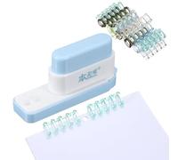 PATIKIL 5 Hole Paper Puncher, Hole Punch Binding Machine Spiral Coil Binder with 20Pcs 5 Ring Loose Leaf Binder Spines 5 Sheets Capacity for DIY Planner Scrapbook Office, Blue