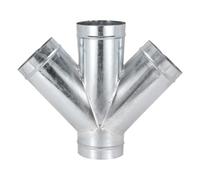 PATIKIL 5 Inch 4 Way Duct Connector, Galvanized Steel 45 Degree W Shape Ducting Splitter Air Vent Duct Hose Exhaust Pipe Adapter Dust Collection Fitting for HVAC Dryer Systems