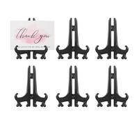 PATIKIL 5 Inch Acrylic Plate Stand for Display, 6 Pack Acrylic Easel Display Stand Foldable Clear Easel Plate Holder for Picture Frames Photo Card CD Book Home Decoration, Black