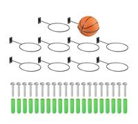 PATIKIL 5 Inch Ball Holder Wall Mount, 10 Pack Ball Display Wall Storage with Screws for Basketball Football Volleyball Display Decor Storage Ring Planter, Black/Silver Tone, 4mm Thick