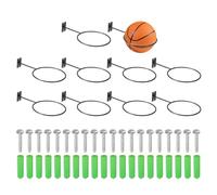 PATIKIL 5 Inch Ball Holder Wall Mount, 10 Pack Ball Display Wall Storage with Screws for Basketball Football Volleyball Display Decor Storage Ring Planter, Black/Silver Tone, 5mm Thick