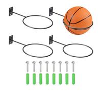 PATIKIL 5 Inch Ball Holder Wall Mount, 4 Pack Ball Display Wall Storage with Screws for Basketball Football Volleyball Display Decor Storage Ring Planter, Black, 4mm Thick