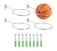 PATIKIL 5 Inch Ball Holder Wall Mount, 4 Pack Ball Display Wall Storage with Screws for Basketball Football Volleyball Display Decor Storage Ring Planter, Silver, 4mm Thick