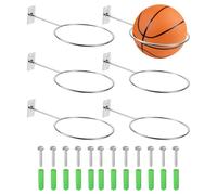 PATIKIL 5 Inch Ball Holder Wall Mount, 6 Pack Ball Display Wall Storage with Screws for Basketball Football Volleyball Display Decor Storage Ring Planter, Silver, 4mm Thick