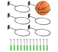 PATIKIL 5 Inch Ball Holder Wall Mount, 6 Pack Ball Display Wall Storage with Screws for Basketball Football Volleyball Display Decor Storage Ring Planter, Black, 5mm Thick