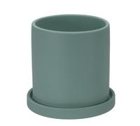 PATIKIL 5 Inch Ceramic Plant Pots, Modern Flower Planters with Drainage Holes and Tray for Decorate Home Indoor Plants Succulent Herb, Dark Green