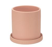 PATIKIL 5 Inch Ceramic Plant Pots, Modern Flower Planters with Drainage Holes and Tray for Decorate Home Indoor Plants Succulent Herb, Pink