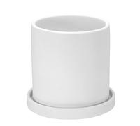 PATIKIL 5 Inch Ceramic Plant Pots, Modern Flower Planters with Drainage Holes and Tray for Decorate Home Indoor Plants Succulent Herb, White