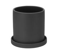 PATIKIL 5 Inch Ceramic Plant Pots, Modern Flower Planters with Drainage Holes and Tray for Decorate Home Indoor Plants Succulent Herb, Black