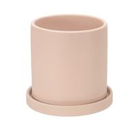PATIKIL 5 Inch Ceramic Plant Pots, Modern Flower Planters with Drainage Holes and Tray for Decorate Home Indoor Plants Succulent Herb, Light Pink