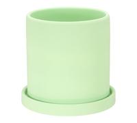 PATIKIL 5 Inch Ceramic Plant Pots, Modern Flower Planters with Drainage Holes and Tray for Decorate Home Indoor Plants Succulent Herb, Green