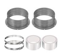 PATIKIL 5 Inch Duct Connector Flange, 2 Pack Galvanized Iron Straight Pipe Flange Dryer Vent Connector with Clamp for Air Heating Cooling Ventilation HVAC System, Silver