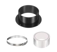 PATIKIL 5 Inch Duct Connector Flange, ABS Plastic Straight Pipe Flange Dryer Vent Connector with Clamp for Air Heating Cooling Ventilation HVAC System, Black