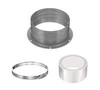 PATIKIL 5 Inch Duct Connector Flange, Galvanized Iron Straight Pipe Flange Dryer Vent Connector with Clamp for Air Heating Cooling Ventilation HVAC System, Silver