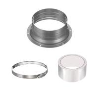 PATIKIL 5 Inch Duct Connector Flange, Galvanized Iron Straight Pipe Flange Interface Air Duct Connector with Clamp for Air Heating Cooling Ventilation HVAC System, Silver