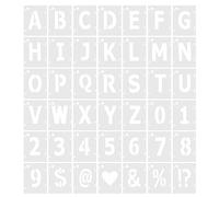 PATIKIL 5 Inch Letter Number Stencils, 42 Pack 5" Width Reusable Plastic Alphabet Numbers Symbol Templates Set with Ring for Painting, White