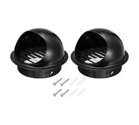 PATIKIL 5 Inch Vent Round Cover, 2 Pack Stainless Steel Exterior Wall Air Vent Louvered Soffit Vent Exhaust Outlet Hood for HVAC Ducting Exhaust Extractor Fan, Black