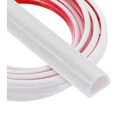 PATIKIL 5 Meters Silicone D Shape Weather Stripping, 2Pcs 9mm W x 8.8mm H Self Adhesive Backing Door Seal for Door Frame Window Insulation RVs Furniture Cabinets, White