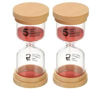 PATIKIL 5 Minute Sand Timer, 2 Pcs Wooden Sand Watch High Borosilicate Glass Sandglass Sand Clock for Games, Classroom, Kitchen, Office, Home Decoration, Red