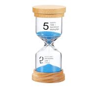 PATIKIL 5 Minute Sand Timer, Wooden Sand Watch High Glass Sandglass Timer for Living Room Kitchen Home Office Restaurant Decoration, Blue