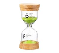 PATIKIL 5 Minute Sand Timer, Wooden Sand Watch High Glass Sandglass Timer for Living Room Kitchen Home Office Restaurant Decoration, Green