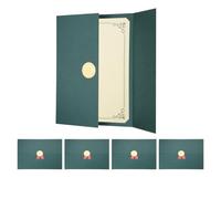PATIKIL 5 Pack Tri-Fold Certificate Holders with Paper, 12.6 x 9.1"Gold-Stamped Certificate of Honor Cover Graduation Diploma Covers for Graduation Competition Charity, Dark Green/Green