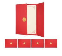 PATIKIL 5 Pack Tri-Fold Certificate Holders with Paper, 12.6 x 9.1"Gold-Stamped Certificate of Honor Cover Graduation Diploma Covers for Graduation Competition Charity, Chinese Red/Red